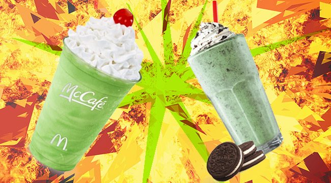 Showdown Between The Shamrock Shake And Burger Kings Oreo Mint Shake 0927