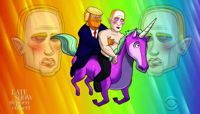 Stephen Colbert Gleefully Mocks Putins Gay Clown Meme Crackdown 8925