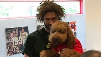 Robin Lopez Gave An Interview While Holding His Incredibly Fluffy Dog