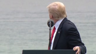 Trump Interrupted Himself Mid-Speech To Wave Hello To A Barge On The Ohio River