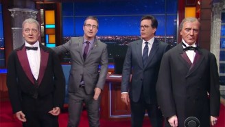 John Oliver And Stephen Colbert Have A Nasty Showdown Over Their Respective Wax Presidents