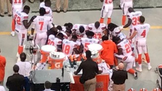 A Number Of Cleveland Browns Players Took A Knee During The National Anthem Prior To A Preseason Game