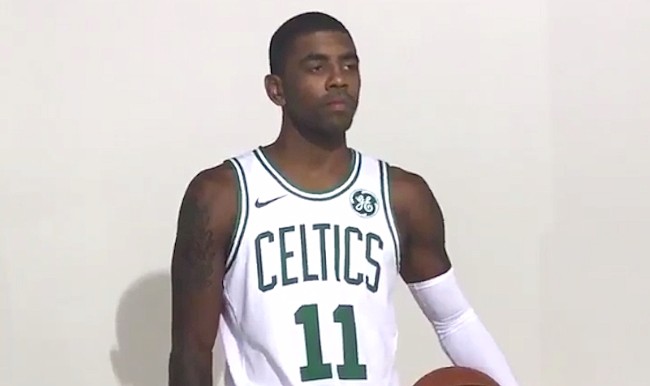 Kyrie Irving Wearing A Celtics Jersey 