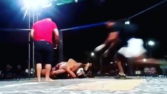 Another Cornerman Had To Jump The Cage To Save His Fighter From A Terrible Referee