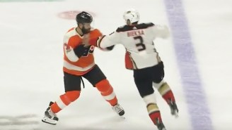 Kevin Bieksa Of The Anaheim Ducks Quickly Finished A Hockey Fight With A Damn Superman Punch