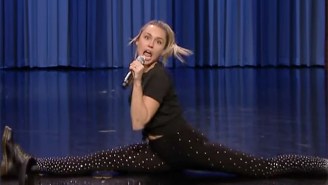 Miley Cyrus And Jimmy Fallon Emulate A Few Rock Idols In A Very Physical Lip Sync Battle On ‘The Tonight Show’