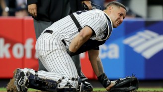 Everyone Cringed After Yankees Catcher Gary Sanchez Got Hit Below The Belt With A Foul Ball