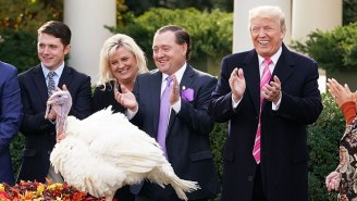 Watch President Trump Enthusiastically Greet ‘Drumstick’ Before The Thanksgiving Turkey Pardon