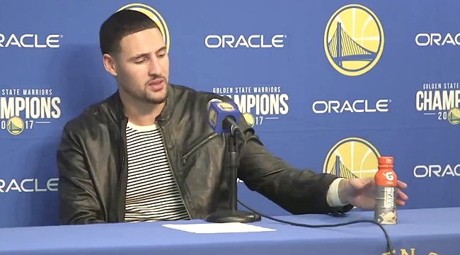 Klay Thompson Laid The SmackDown On A Bottle Of Gatorade