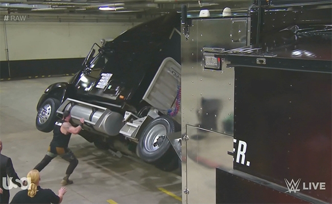 Braun Strowman Flipped Over A Semi Truck On WWE Raw