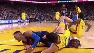 Zaza Pachulia Aroused Suspicion After Falling Over And Landing On Russell Westbrook’s Legs