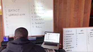 Kanye West Seemingly Reveals The Tracklists Of His Upcoming GOOD Music Albums While Working On Beats