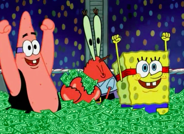 spongebob vs patrick bun wrestling fight