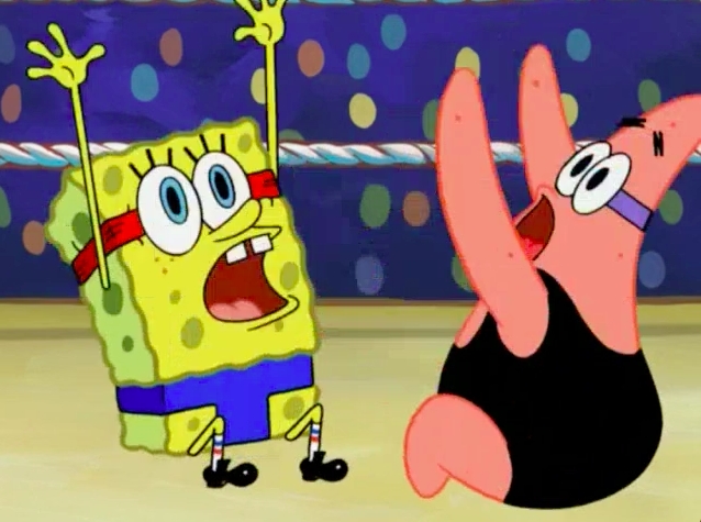 spongebob and patrick fighting