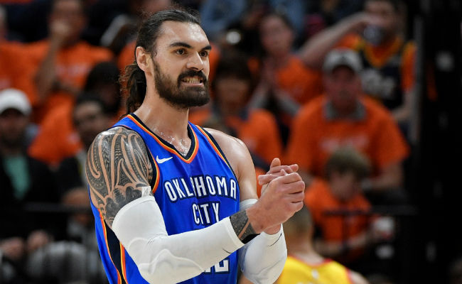 Steven Adams has Thunder coach punch him in gut while practicing free  throws - NBC Sports