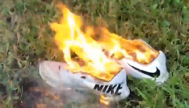 Nike shoe sale burning