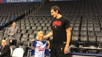 Please Enjoy These Pictures Of Boban Marjanovic Standing Next To Kristin Chenoweth