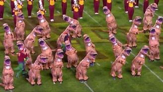 Iowa State’s Band Did A ‘Jurassic Park’ Halftime Show Complete With Dozens Of Inflatable Raptors