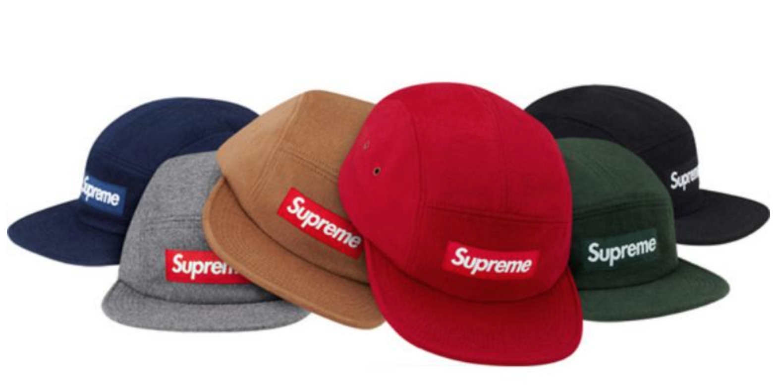 supreme camp cap on head