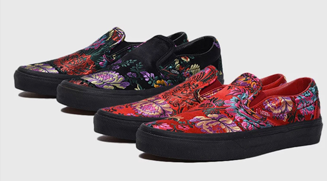 vans with flowers embroidered