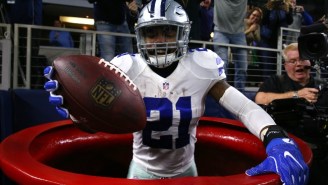 Ezekiel Elliott Continued His Tradition Of Celebrating Touchdowns With The Salvation Army Kettle