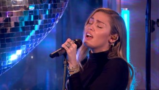 Watch Miley Cyrus And Mark Ronson Perform A String-Laden Cover Of Ariana Grande’s ‘No Tears Left To Cry’