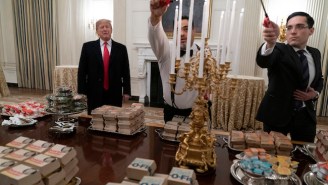 People Can’t Handle The Footage Of Trump Serving A Fast Food Spread To The Clemson Football Team