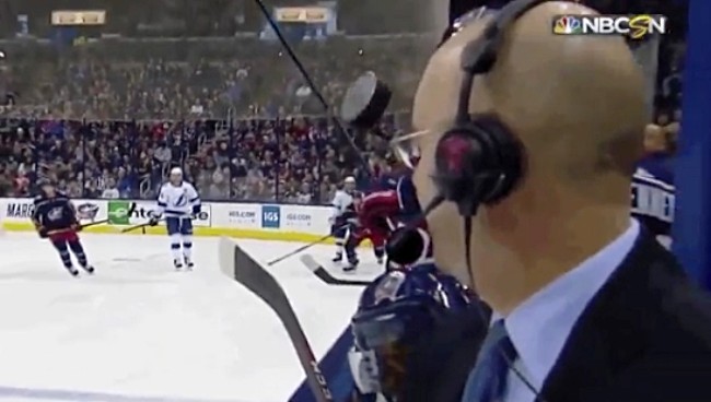 NBC Hockey Reporter Pierre McGuire Nearly Took A Puck To The Face