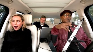 Brie Larson Can’t Believe Samuel L. Jackson’s Lie Detector Results In A ‘Carpool Karaoke’ Preview