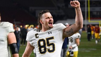 Notre Dame Punter Tyler Newsome Put Up 30 Reps On The Bench Press At The School’s Pro Day