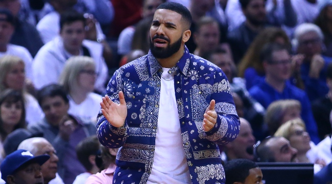 Drake purple jacket raptors 2024 game