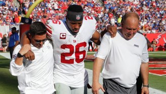 Saquon Barkley Was Knocked Out Of Giants-Bucs With An Ankle Injury