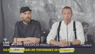 Coldplay Host A Fake Press Conference With Carrie Brownstein And Fred Armisen To Announce A Big Concert