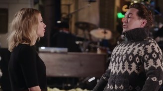 Scarlett Johansson Mocks Beck Bennett’s Itchy Sweater On The Latest ‘SNL’ Promo
