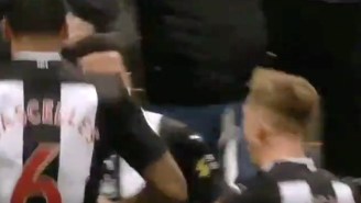 A Celebrating Newcastle Player Kicked The Corner Flag Directly Into A Fan’s Groin
