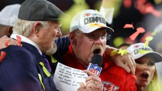 Andy Reid Celebrated The Super Bowl Win With A Cheeseburger, Pitbull, And His Wife