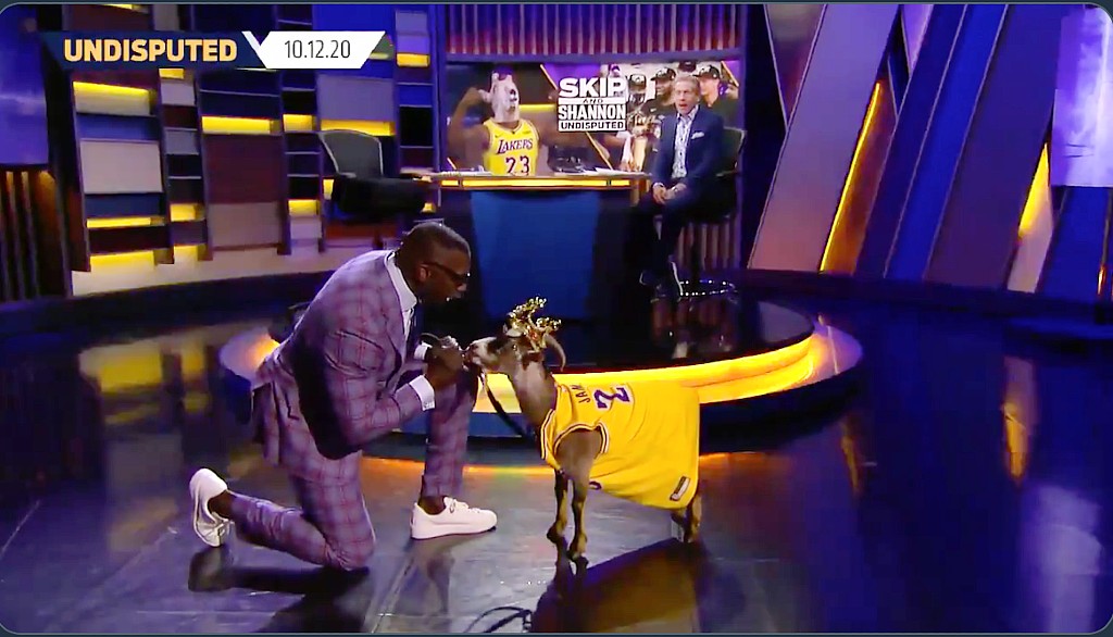Cavs video: Shannon Sharpe dons LeBron James' jersey complete with a goat  mask