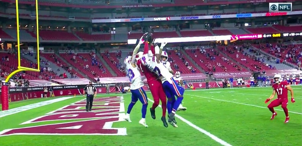 DeAndre Hopkins Caught A Hail Mary Over Three Bills To Win The Game For The Cardinals
