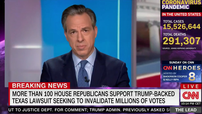 Jake Tapper Went Off On 100+ GOP House Members Backing Texas Lawsuit