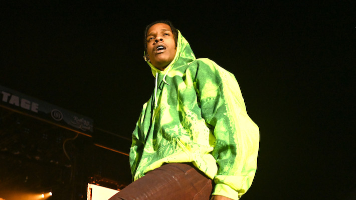 ASAPRocky wears a @celine suit, @newbottega shoes, and @galtandbro necklace  for the @tribeca festival premiere of his new documentary…