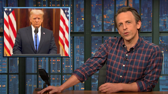 Seth Meyers Goes To Town On Trump's 'Lie-Filled' Farewell Message