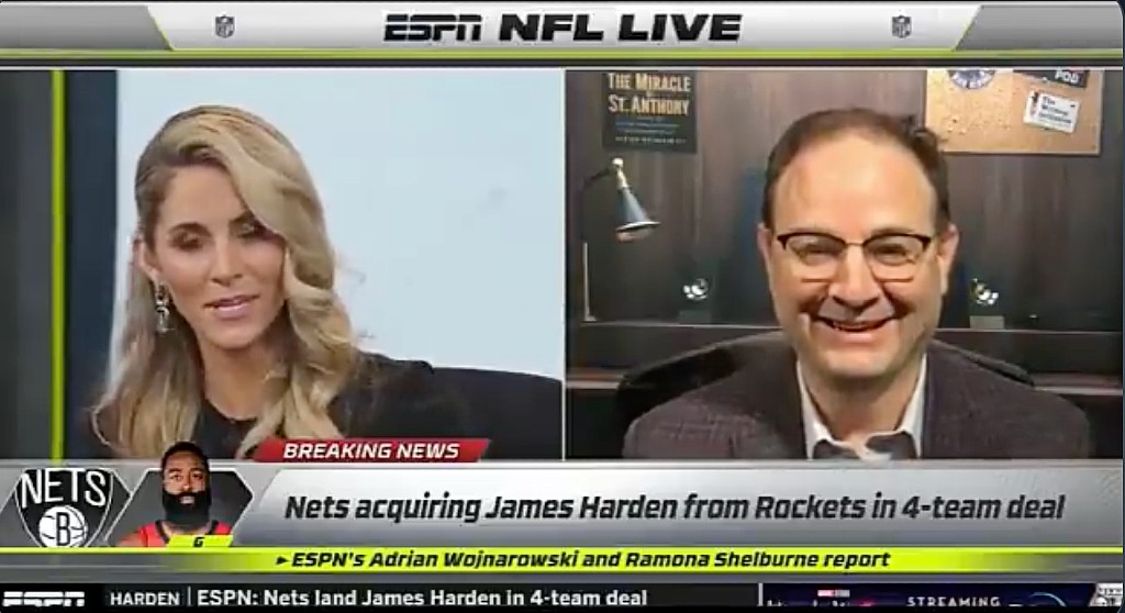 Woj Was Giddy To Break The James Harden Trade On ESPN's 'NFL Live'