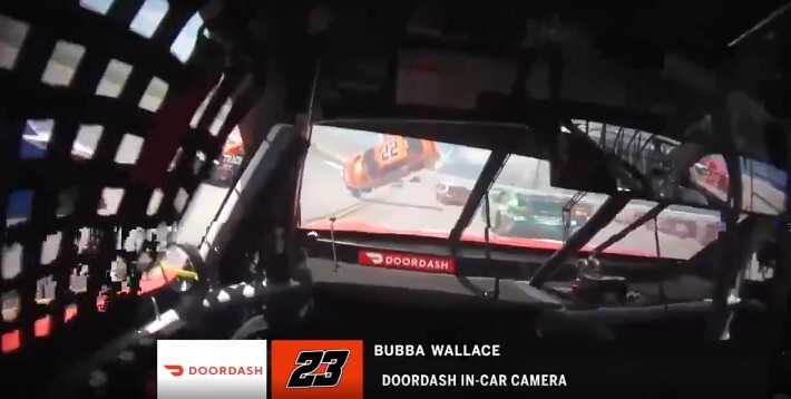 Bubba Wallace’s View Of Joey Logano’s Car Flipping In Front Of Him Is Straight Out Of A Movie