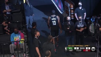 James Harden Left Less Than A Minute Into Game 1 Against The Bucks With A Hamstring Injury (UPDATE)