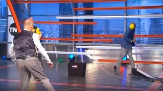 Shaq Drilled Kenny Smith In The Face While Playing Dodgeball On ‘Inside The NBA’