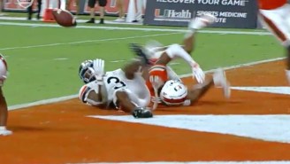 A Virginia Player Caught A Wild Touchdown After A Miami Player Dropped A Sure-Fire Interception