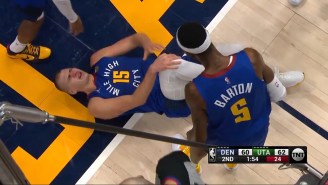 Nikola Jokic Limped To The Locker Room After Bumping Knees With Rudy Gobert