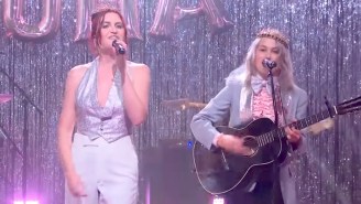Muna And Phoebe Bridgers Deliver A Bubbly Performance Of ‘Silk Chiffon’ On ‘Corden’