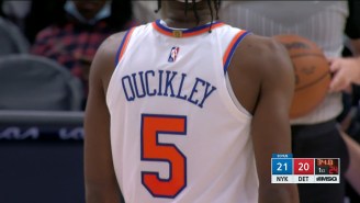 Knicks Guard Immanuel Quickley Played Against The Pistons In A Misspelled Jersey