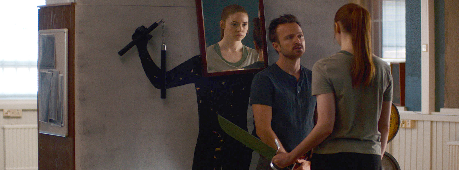 Aaron Paul and Karen Gillan in Dual